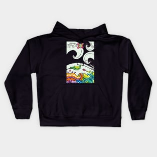 Bird, Butterfly and Waves Kids Hoodie